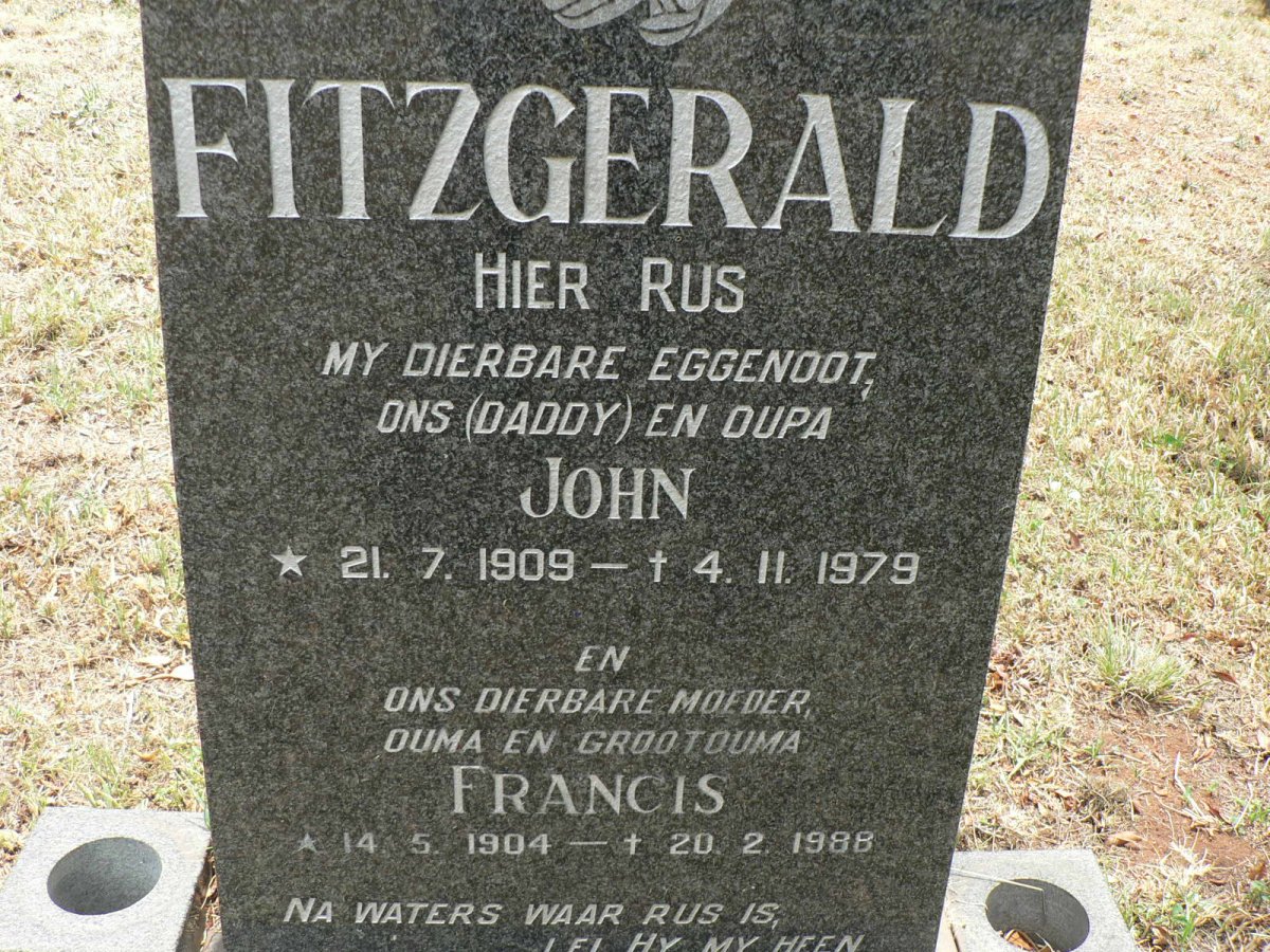 FITZGERALD John 1909-1979 &amp; Francis 1904-1988