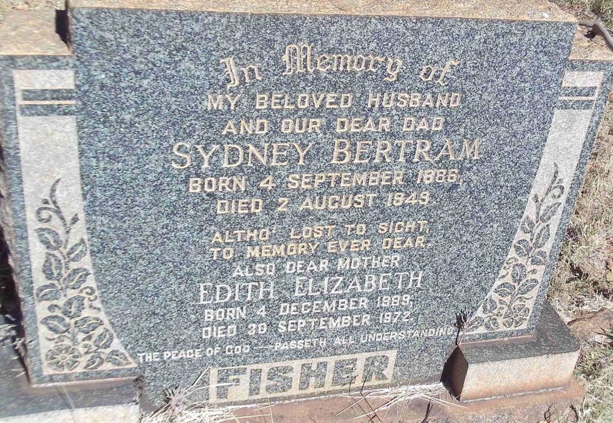 FISHER Sydney Bertram 1886-1949 &amp; Edith Elizabeth 1889-1972