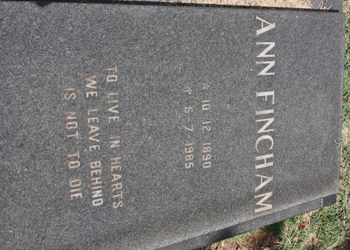 FINCHAM Ann 1890-1985