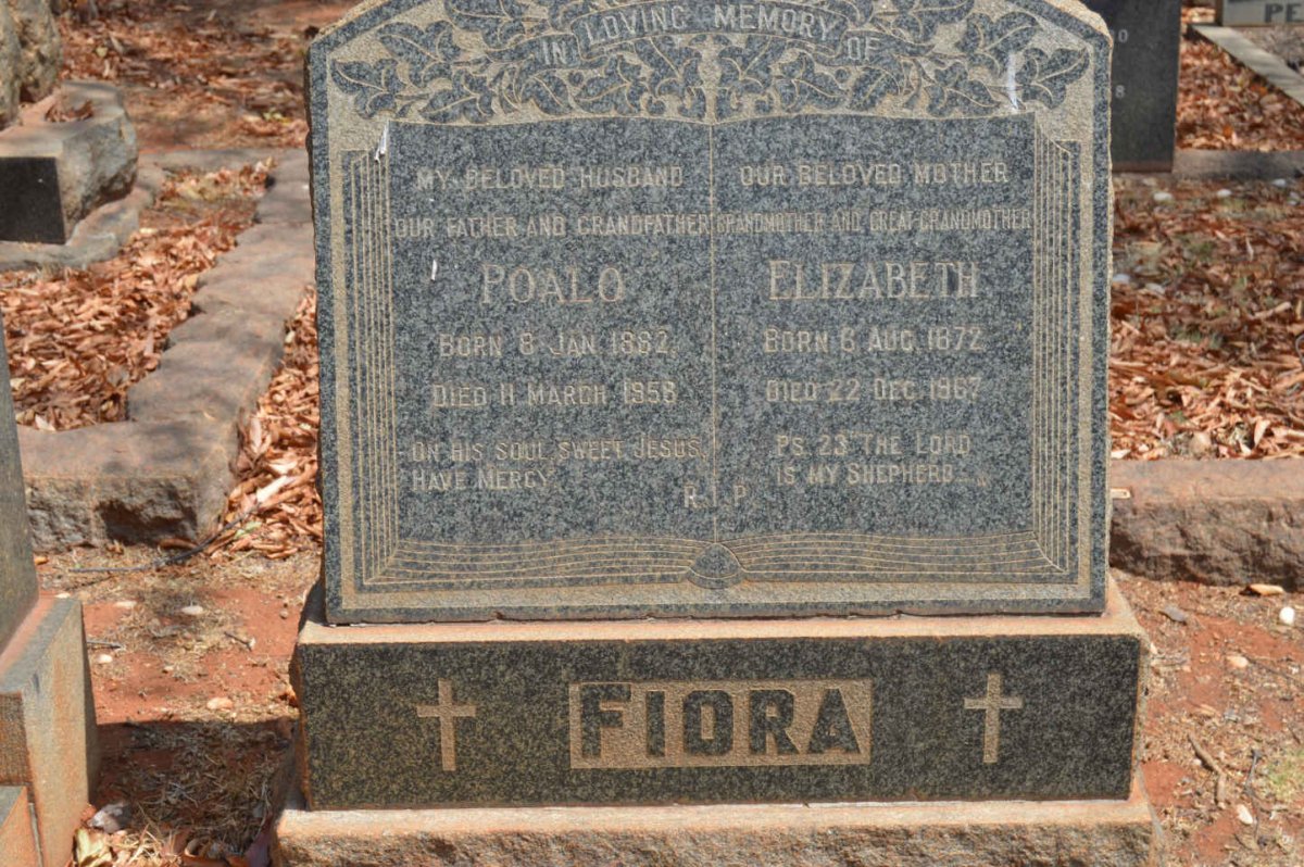 FIORA Poalo 1882-1958 &amp; Elizabeth 1872-1967