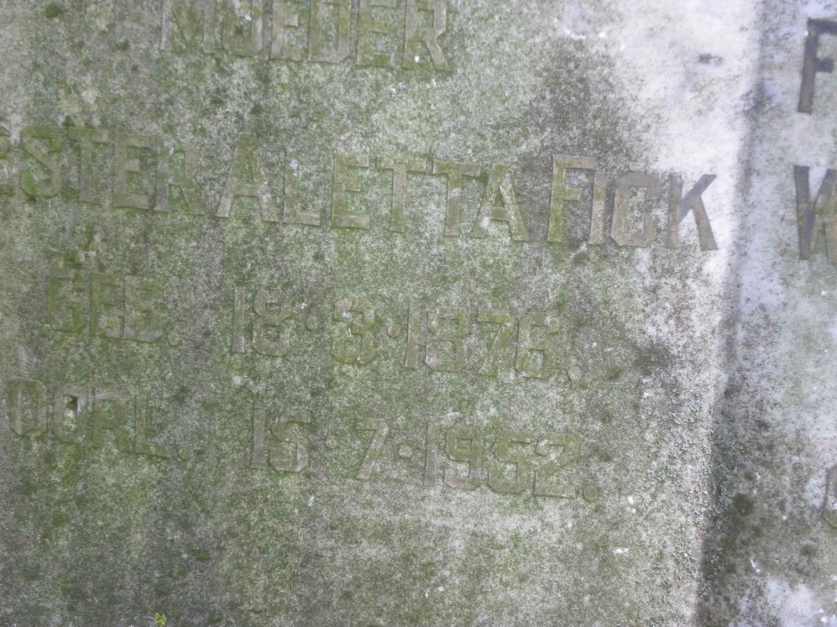 FICK Frederick Anton Wilhelmus 1871-1962 &amp; Hester Aletta 1876-1952