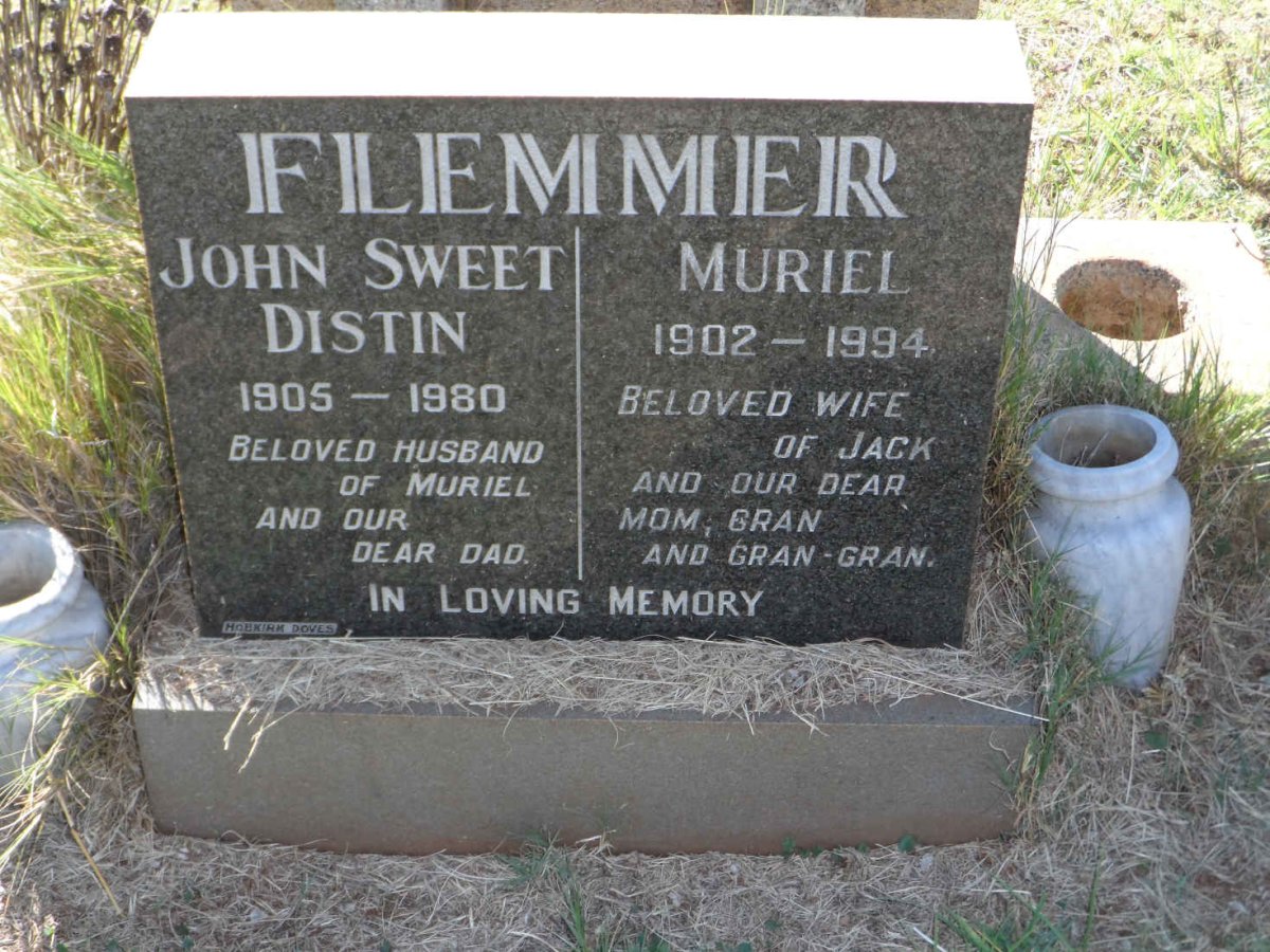 FLEMMER John Sweet Distin 1905-1980 &amp; Muriel 1902-1994