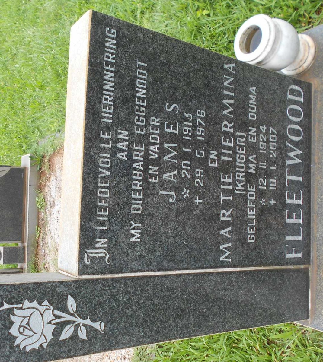 FLEETWOOD James 1913-1976 &amp; Martie Hermina KRUGER 1924-2007