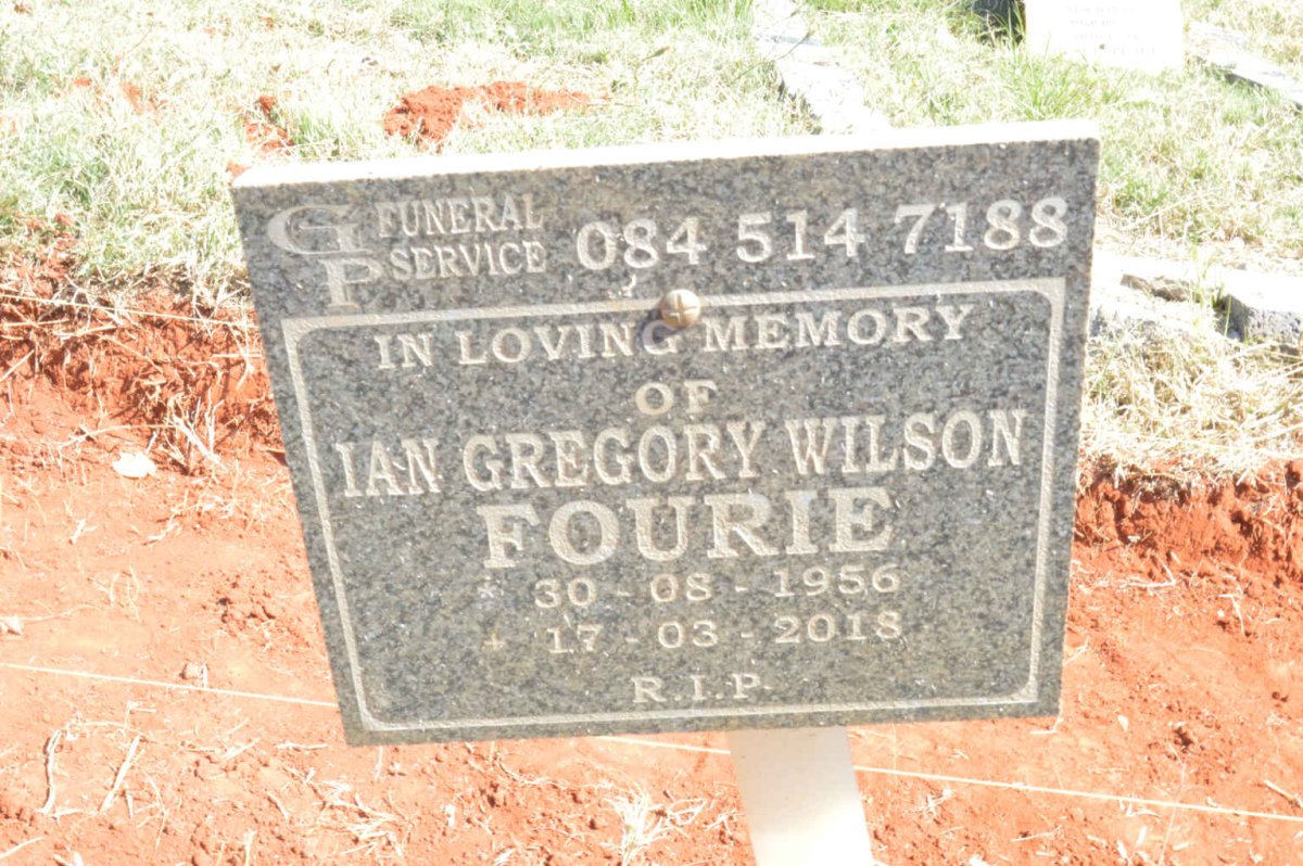 FOURIE Ian Gregory Wilson 1956-2018