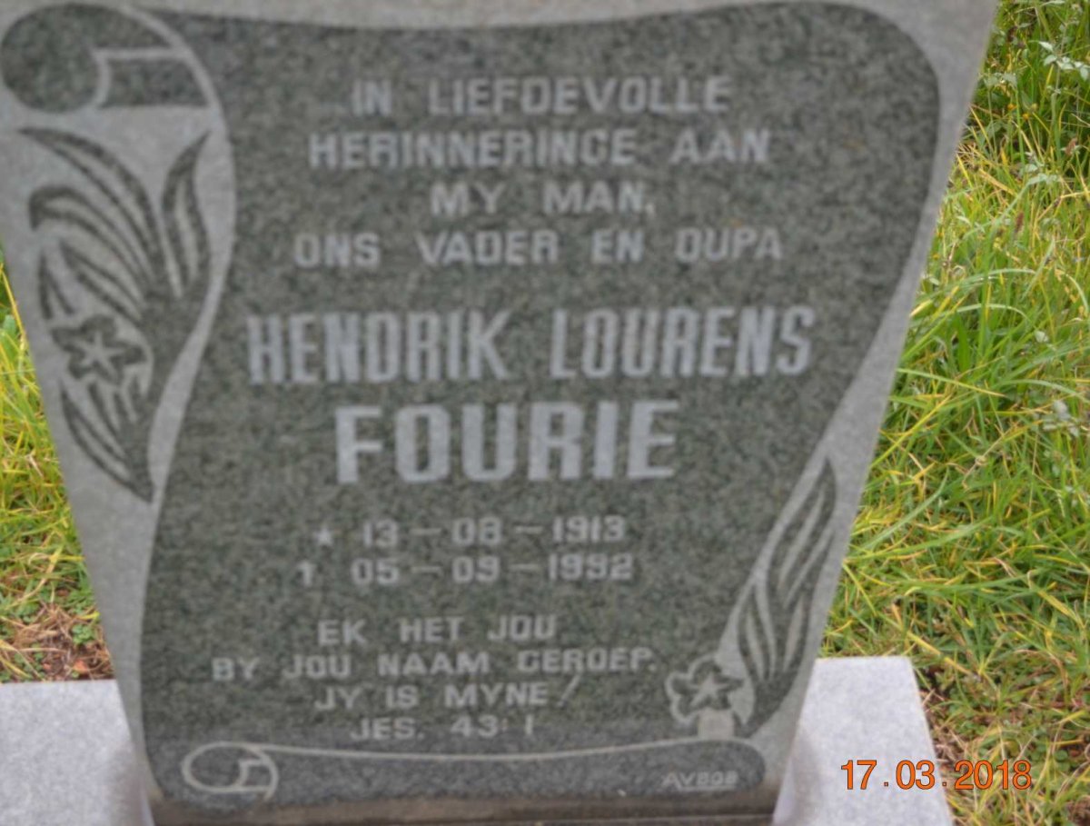 FOURIE Hendrik Lourens 1913-1992