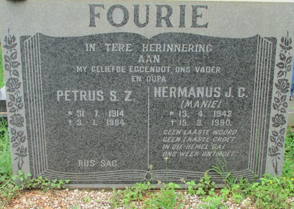 FOURIE Petrus S.Z. 1914-1984 :: FOURIE Hermanus J.C. 1942-1990