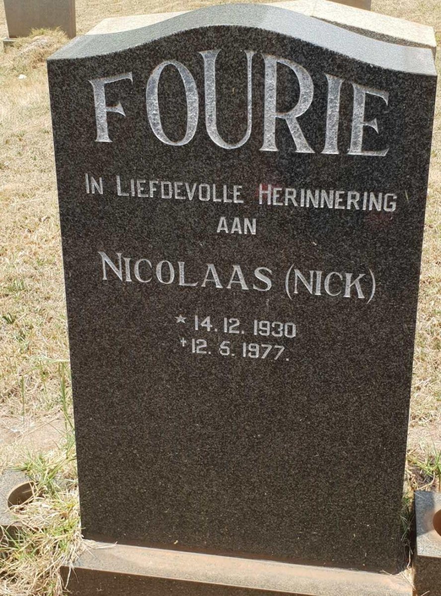 FOURIE Nicolaas 1930-1977