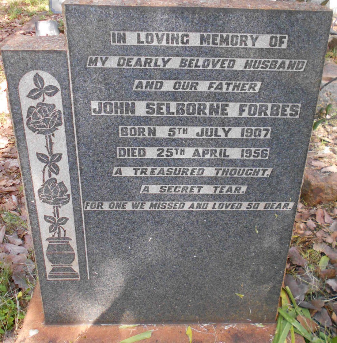FORBES John Selborne 1907-1956