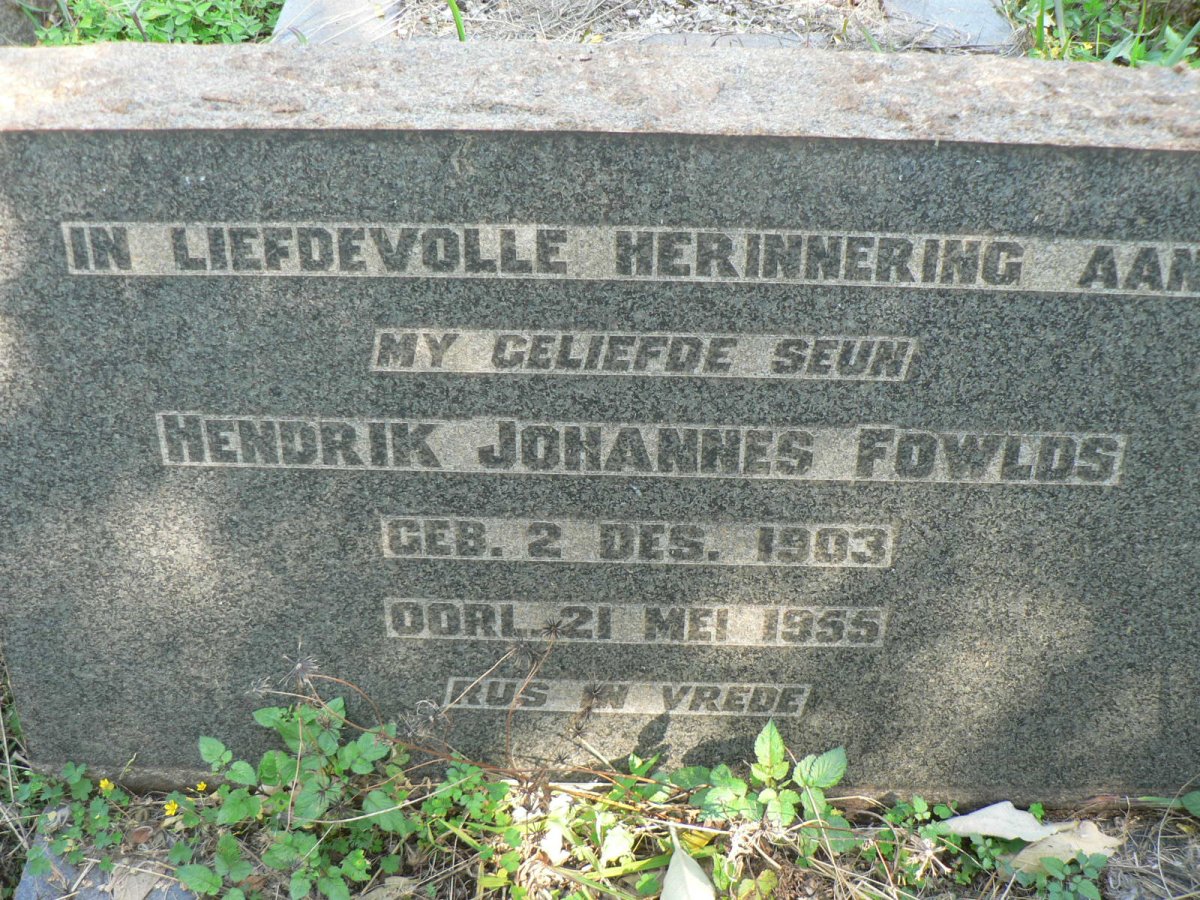 FOWLDS Hendrik Johannes 1903-1955