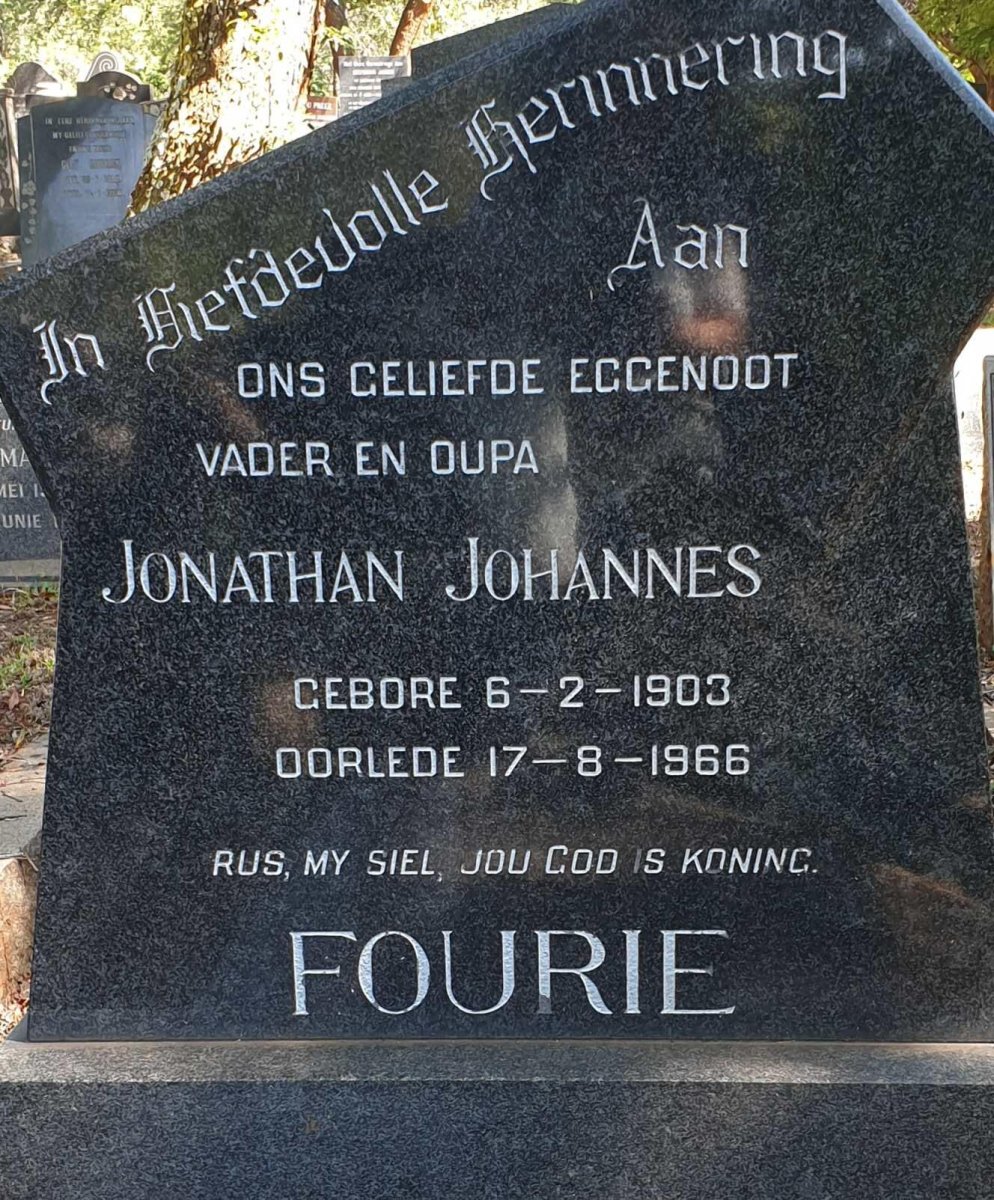 FOURIE Jonathan Johannes 1903-1966