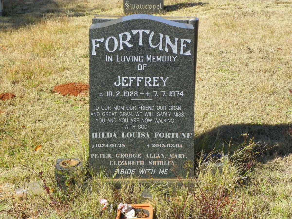 FORTUNE Jeffrey 1928-1974 &amp; Hilda Louise 1934-2015