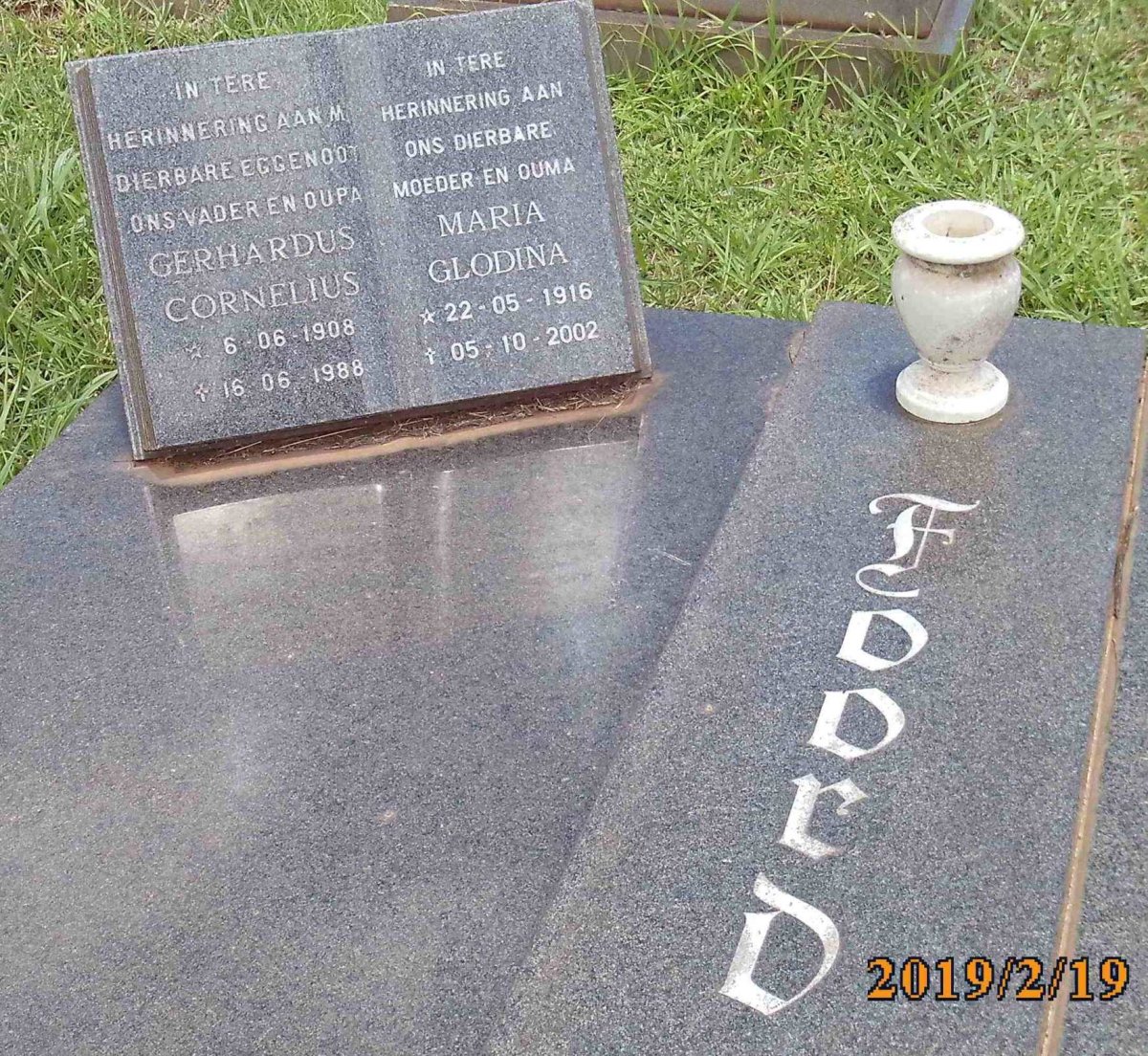 FOORD Gerhardus Cornelius 1908-1988 &amp; Maria Glodina 1916-2002