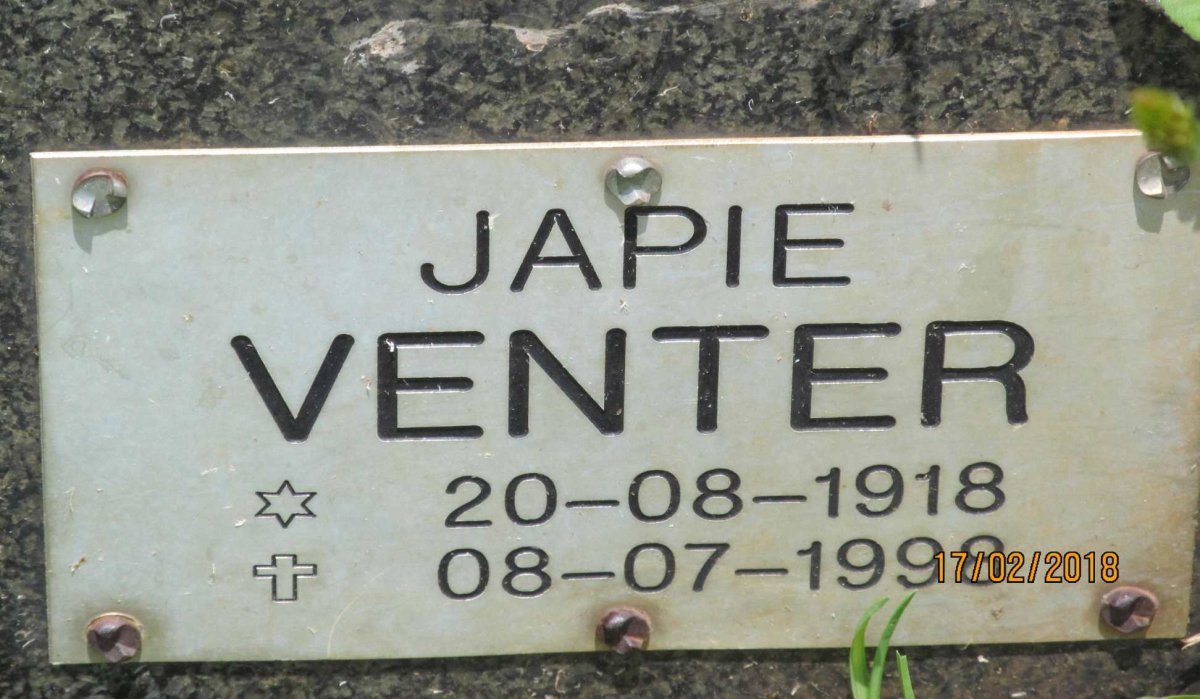 FOURIE Maggie 1902-1988 :: VENTER Japie 1918-1998 &amp; Thelma 1921-2005