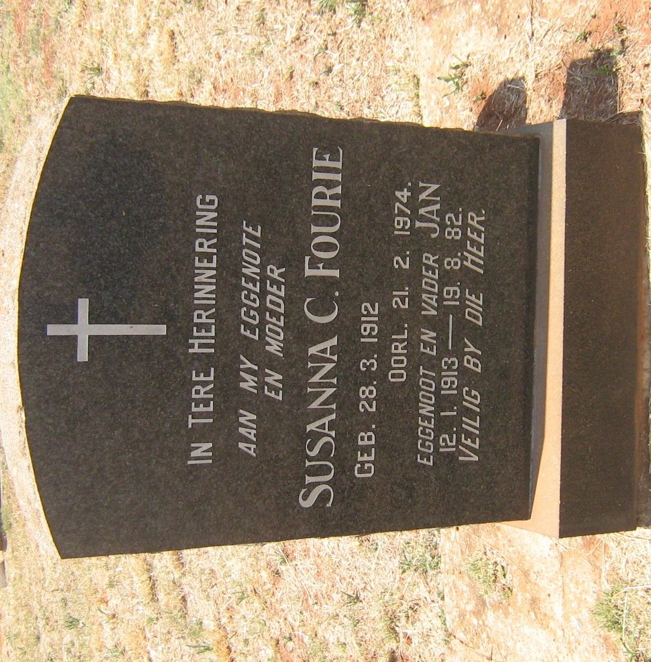 FOURIE Jan 1913-1982 &amp; Susanna C. 1912-1974