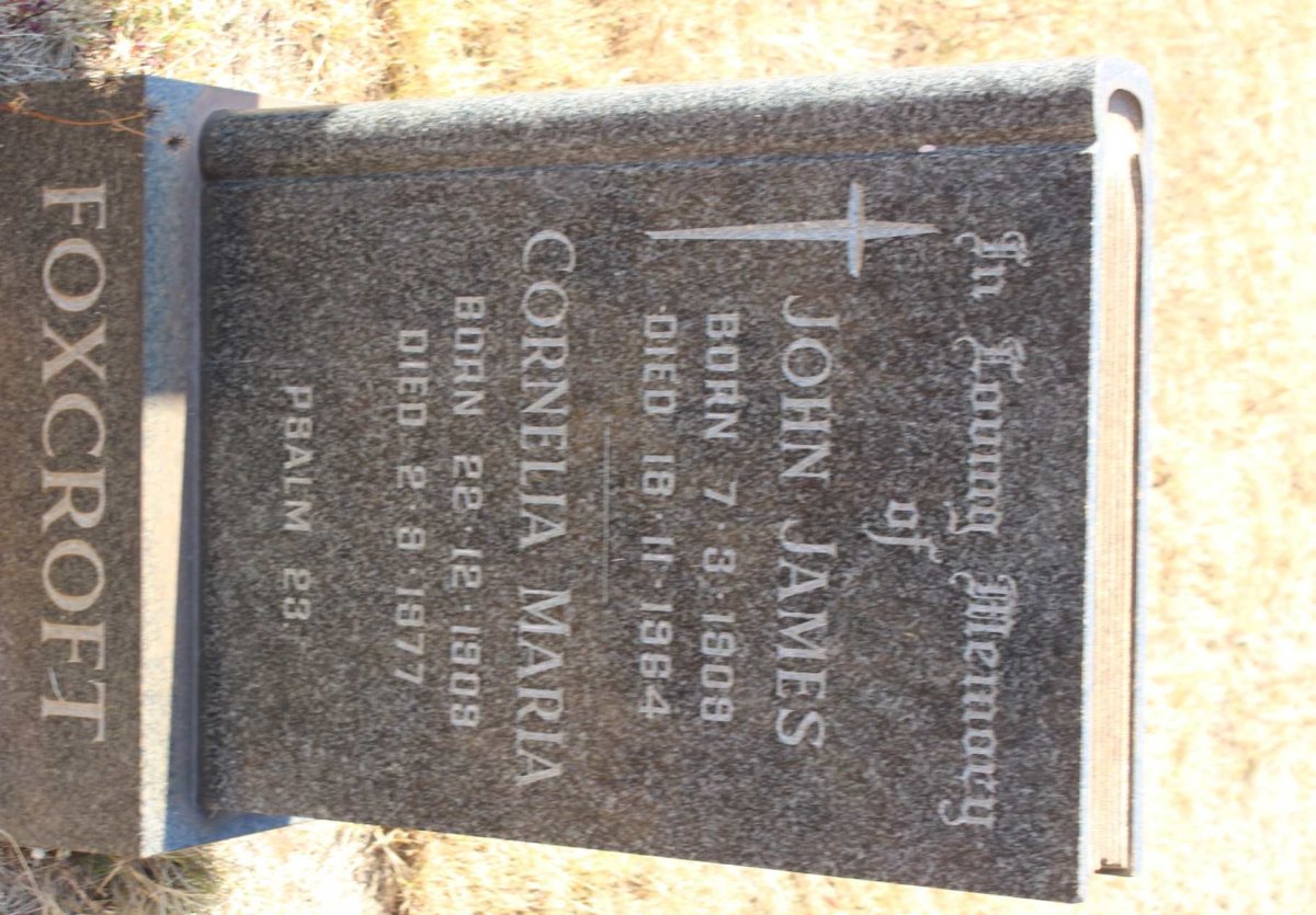 FOXCROFT John James 1909-1964 &amp; Cornelia Maria 1909-1977