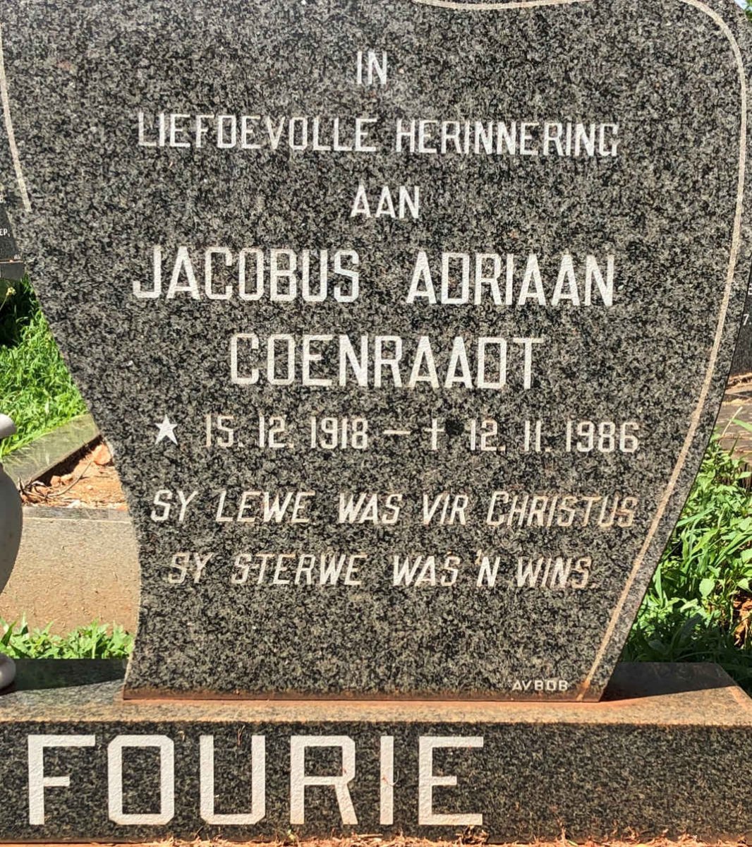 FOURIE Jacobus Adriaan Coenraadt 1918-1986