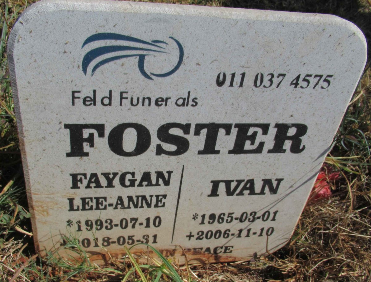 FOSTER Ivan 1965-2006 &amp; Lee-Anne FAYGAN 1993-2018