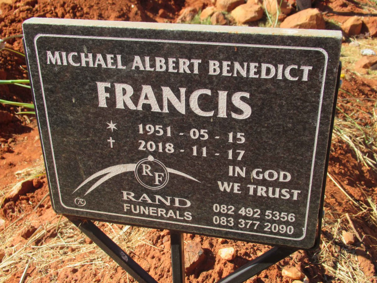 FRANCIS Michael Albert Benedict 1951-2018