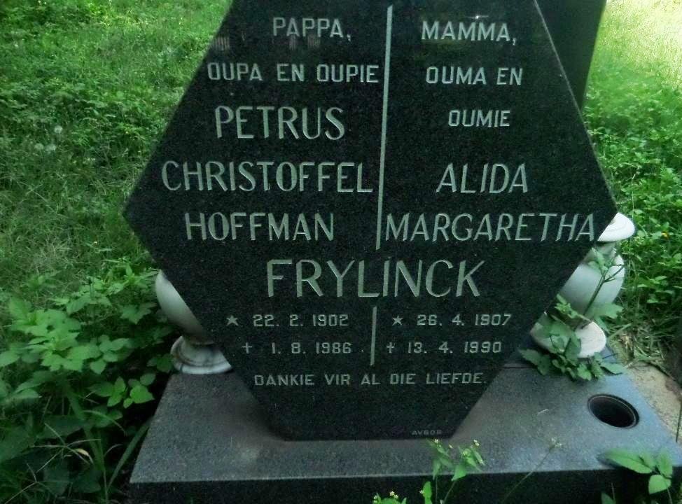 FRYLINCK Petrus Christoffel Hoffman 1902-1986 &amp; Alida Margaretha 1907-1990