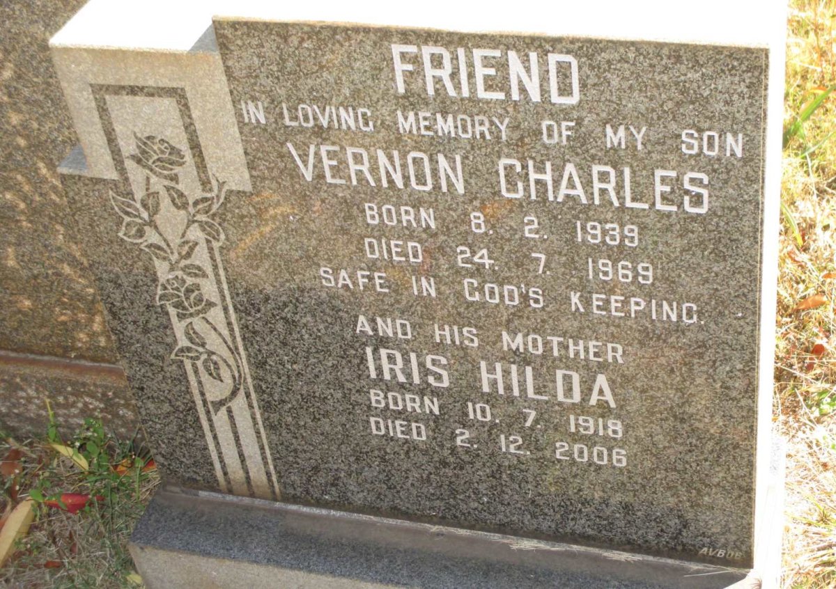 FRIEND Iris Hilda 1918-2006 :: FRIEND Vernon Charles 1939-1969