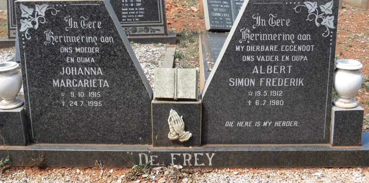 FREY Albert Simon Frederik, de 1912-1980 &amp; Johanna Margarieta 1915-1995