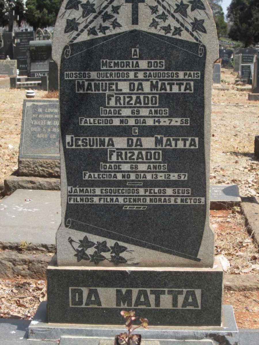 FRIZADO Manuel, DA MATTA -1958 :: DA MATTA FRIZADO Jesuina -1957