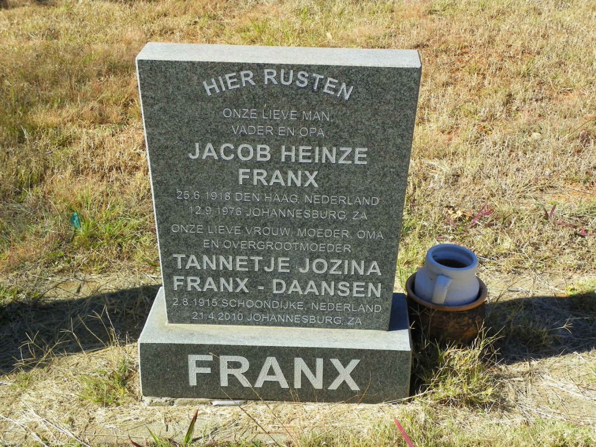 FRANX Jacob Heinze 1918-1976 &amp; Tannetje Jozina FRANX-DAANSEN 1915-2010