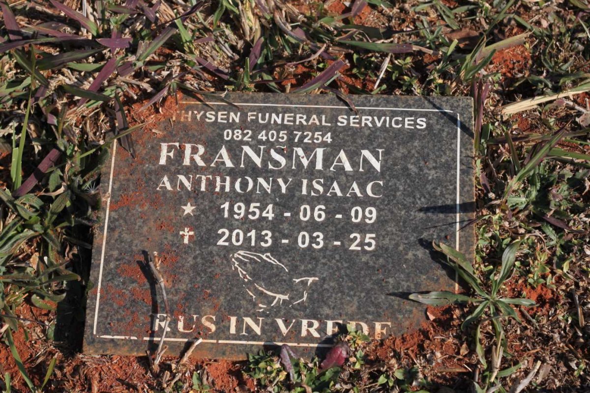 FRANSMAN Anthony Isaac 1954-2013