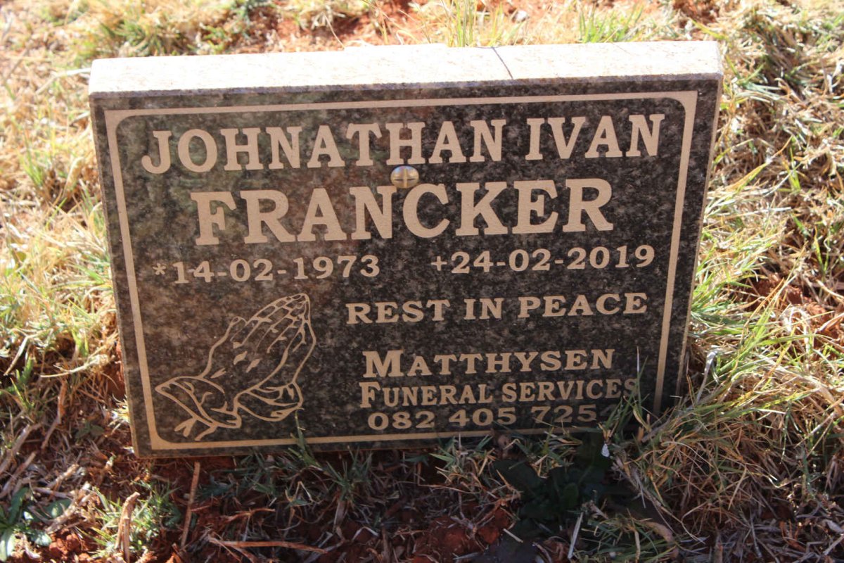 FRANCKER Johnathan Ivan 1973-2019