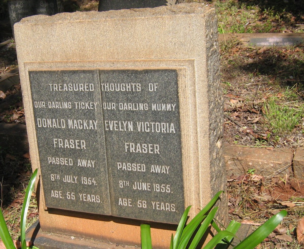 FRASER Donald Mackay -1954 &amp; Evelyn Victoria -1955