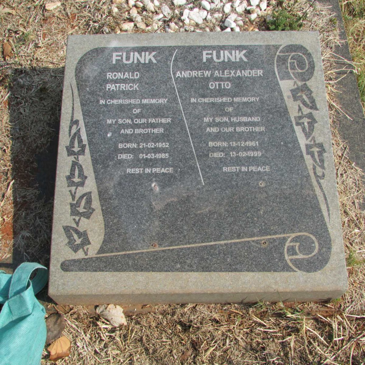 FUNK Otto Theodore Rudolph 1927-1965 &amp; Jean Rita 1929-2010 :: FUNK Ronald Patrick 1952-1985
