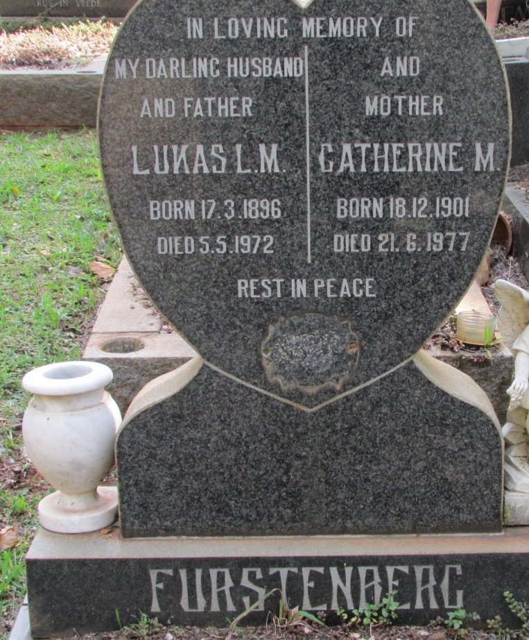 FURSTENBERG Lucas L.M. 1896-1972 &amp; Catherine M. 1901-1977