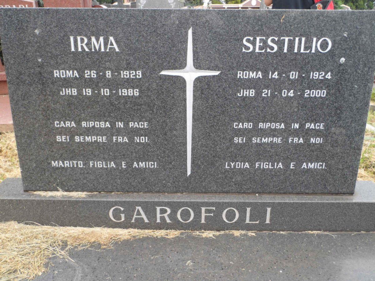 GAROFOLI Sestilio 1924-2000 &amp; Irma 1929-1986