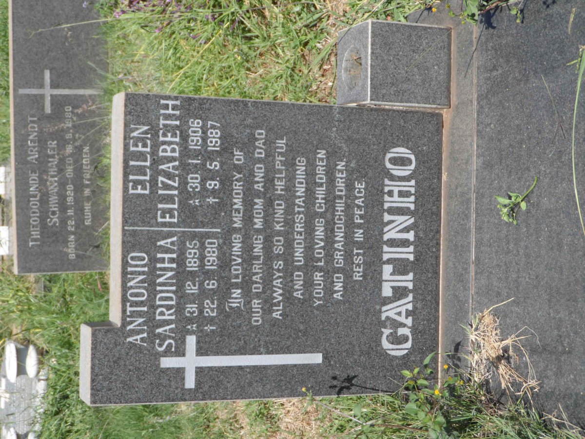 GATINHO Antonio Sardinha 1895-1980 &amp; Ellen Elizabeth 1906-1987