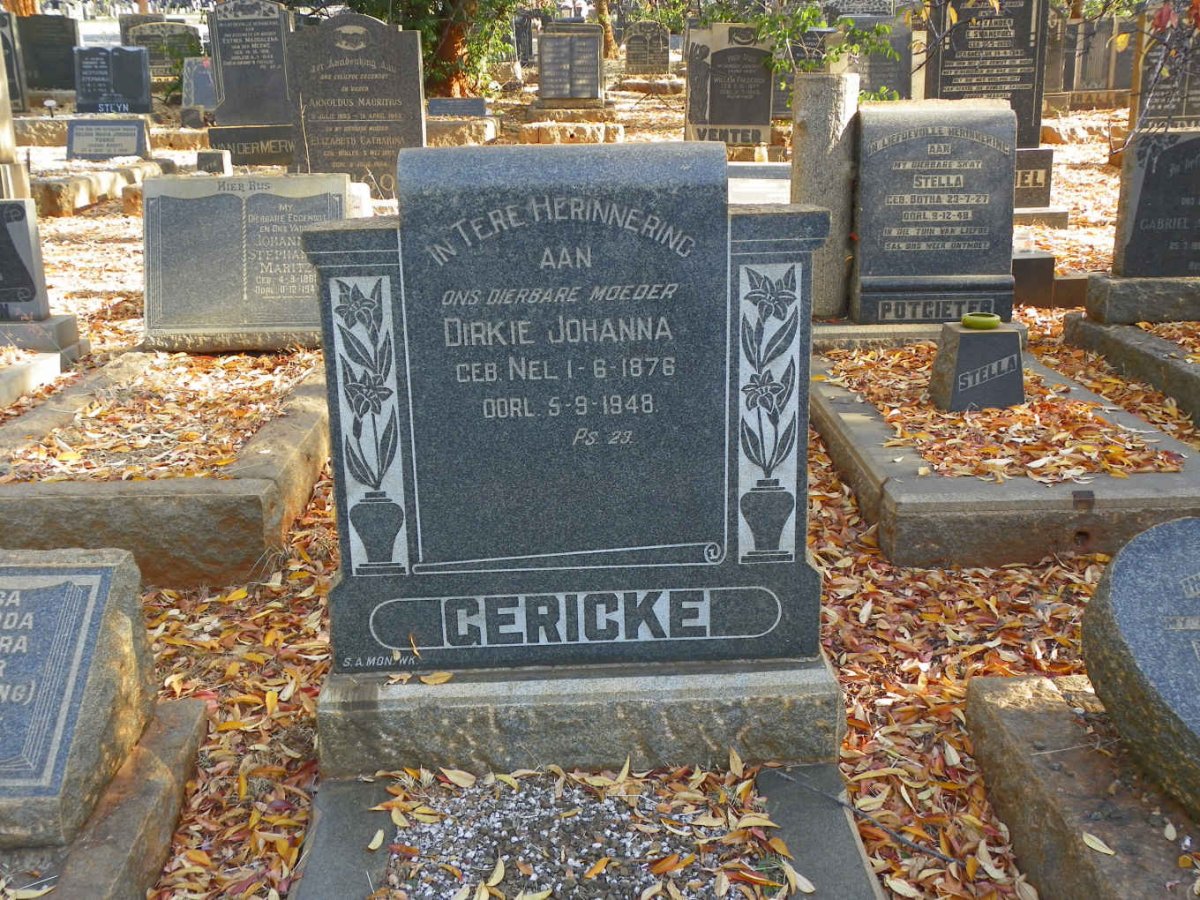 GERICKE Dirkie Johanna nee NEL 1876-1948