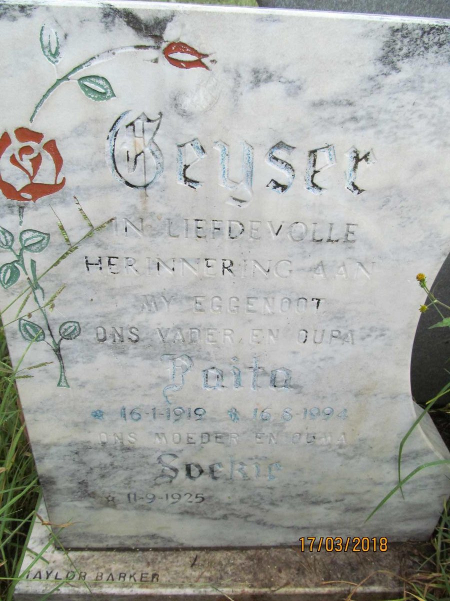 GEYSER Paita 1919-1994 &amp; Soekie 1925-