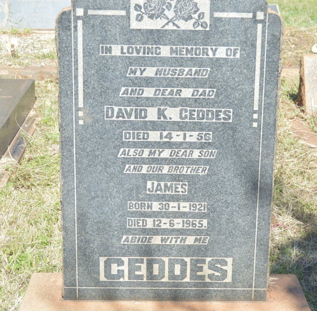 GEDDES David K. -1956 :: GEDDES James 1921-1965