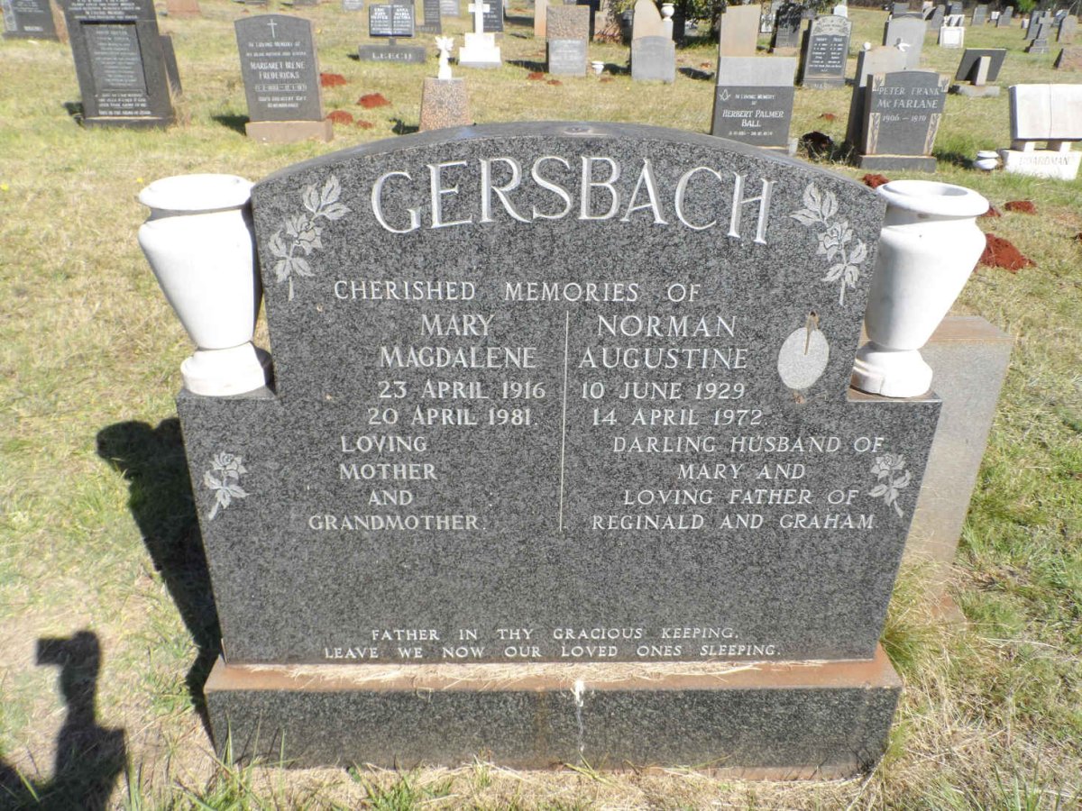 GERSBACH Norman Augustine 1929-1972 &amp; Mary Magdalene 1916-1981