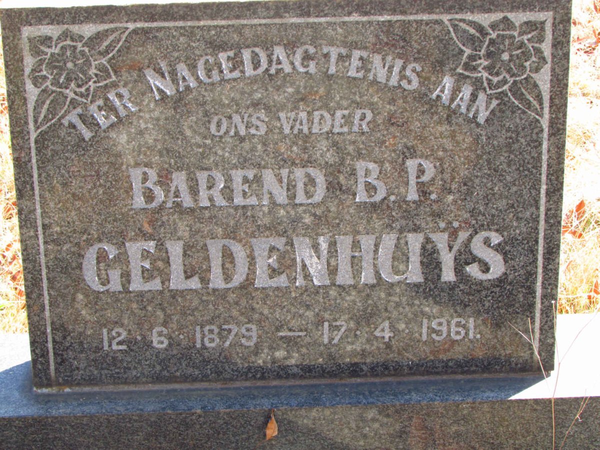 GELDENHUYS Barend B.P. 1879-1961