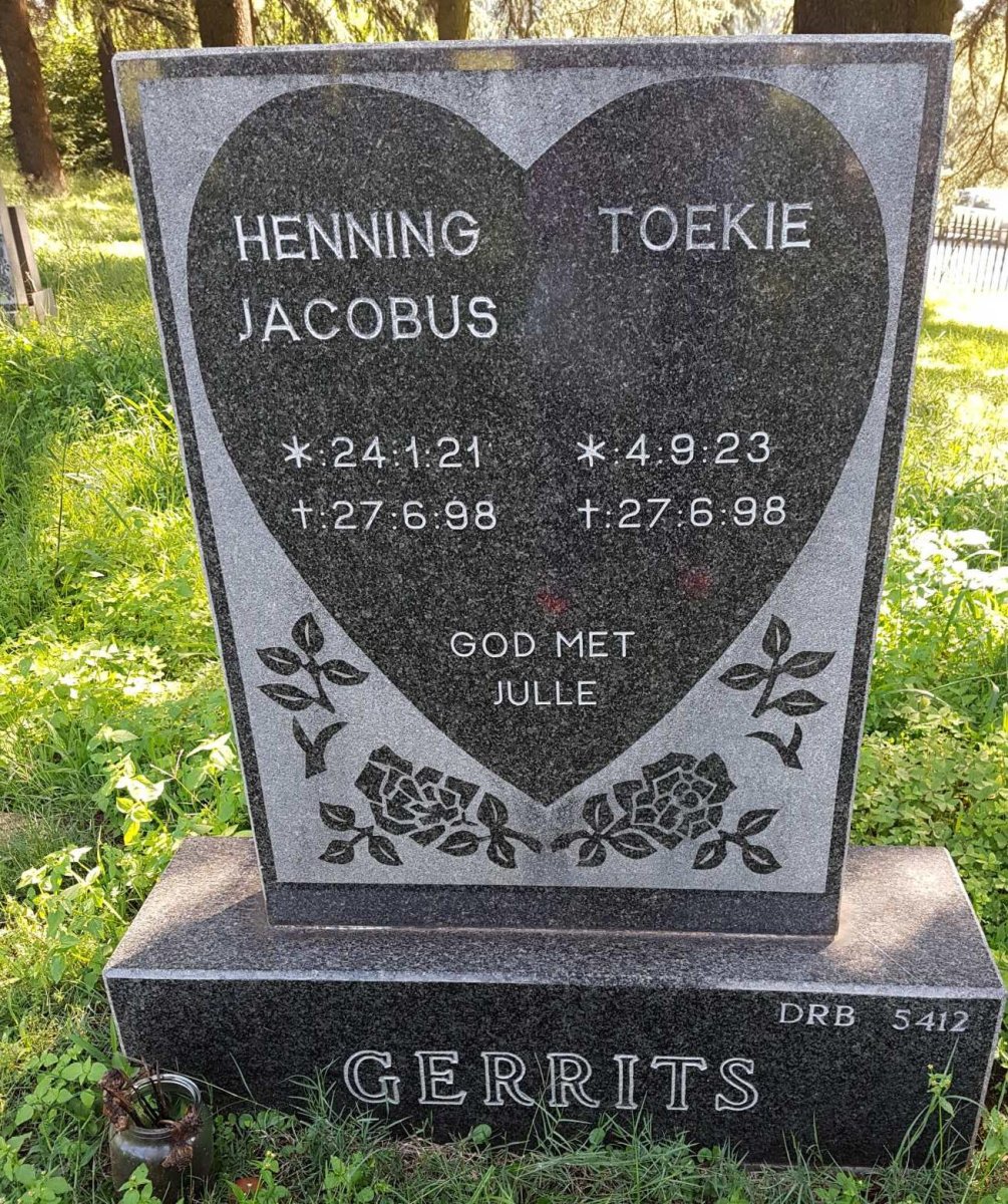 GERRITS Henning Jacobus 1921-1998 &amp; Toekie 1923-1998