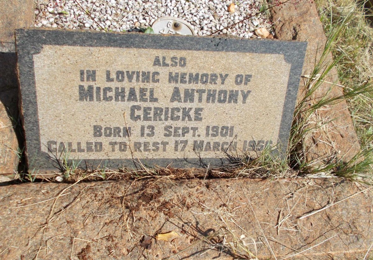 GERICKE Michael Anthony 1901-1956
