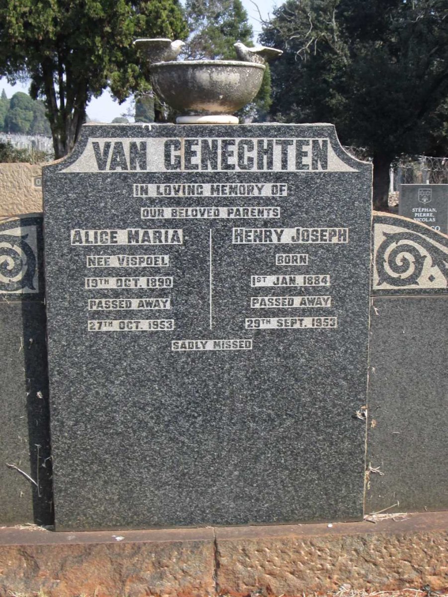 GENECHTEN Henry Joseph, van 1884-1953 &amp; Alice Maria VISPOEL 1890-1953