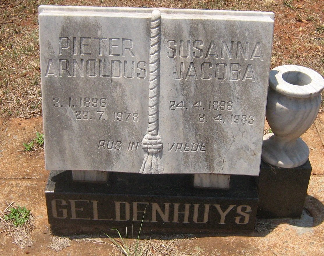 GELDENHUYS Pieter Arnoldus 1896-1973 &amp; Susanna Jacoba 1896-1983