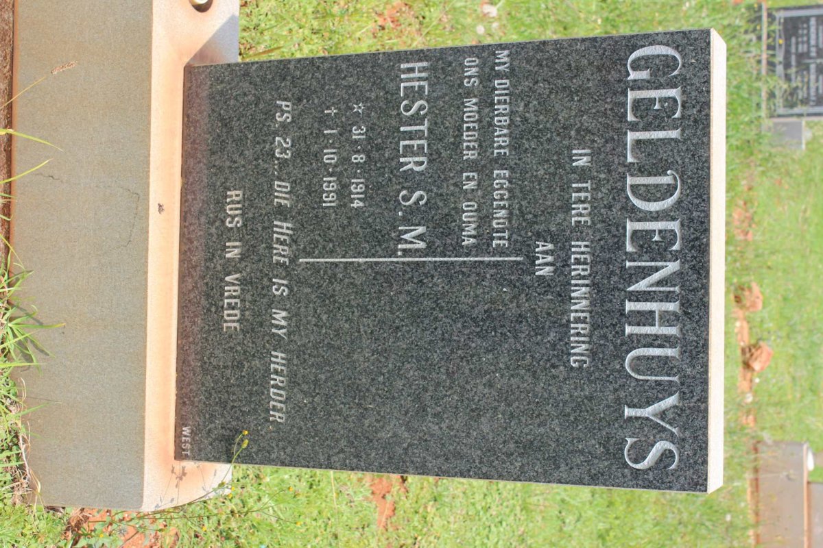 GELDENHUYS Hester S.M. 1914-1991