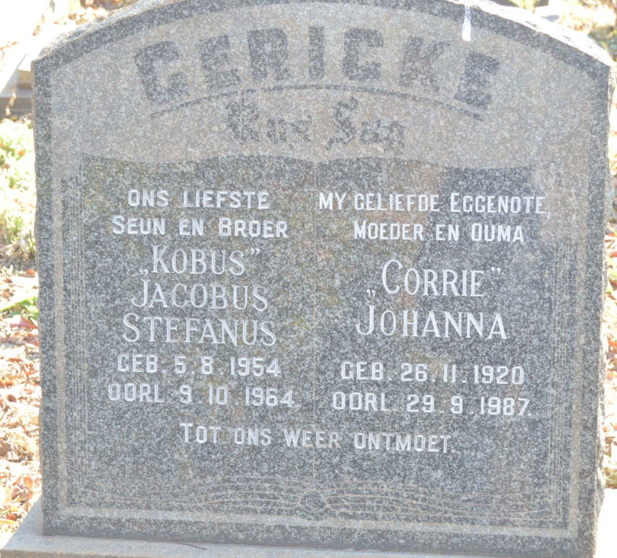 GERICKE Johanna 1920-1987 :: GERICKE Jacobus Stefanus 1954-1964