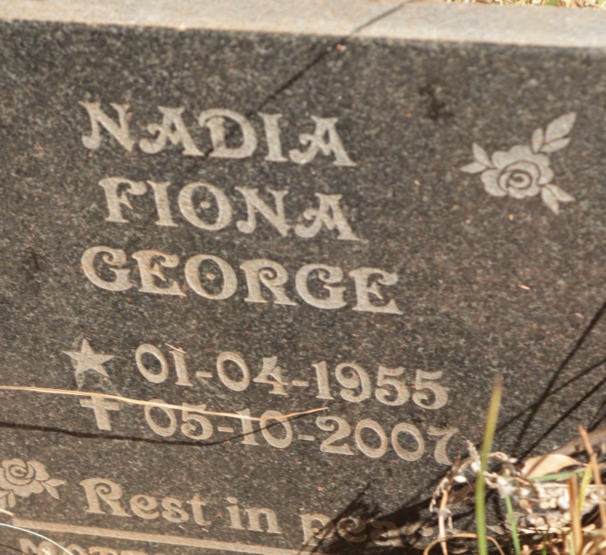 GEORGE Nadia Fiona 1955-2007