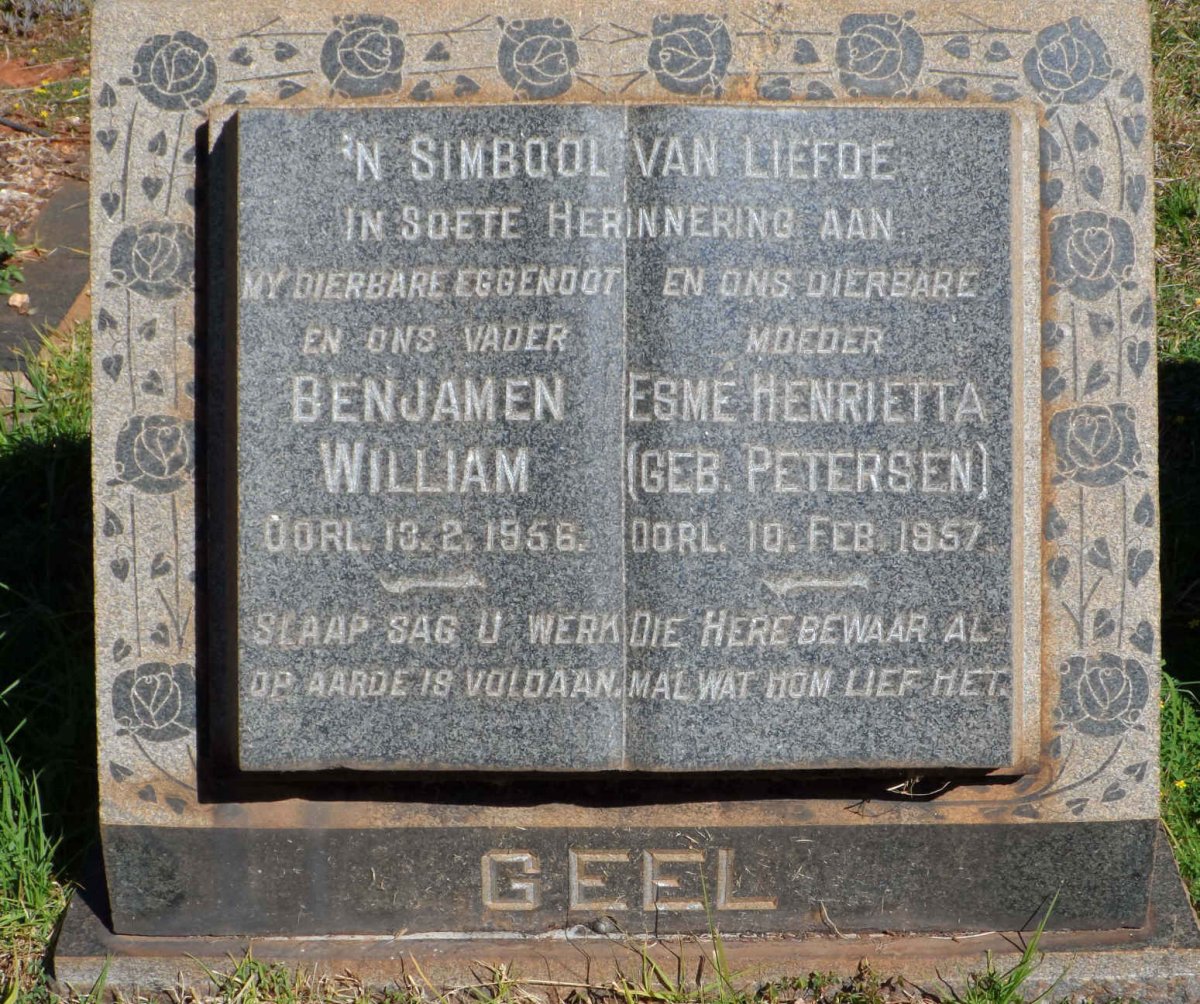GEEL Benjamen William -1956 &amp; Esme Henrietta PIETERSEN -1957