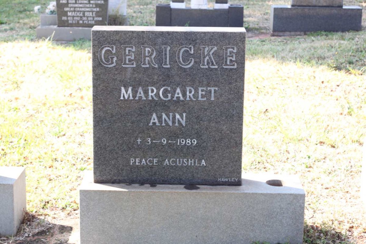 GERICKE Margaret Ann -1989