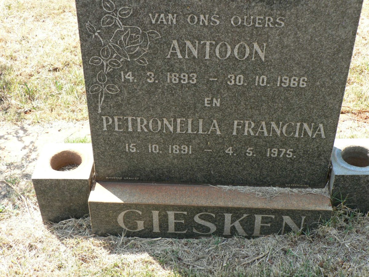 GIESKEN Antoon 1893-1966 &amp; Petronella Francina 1891-1975