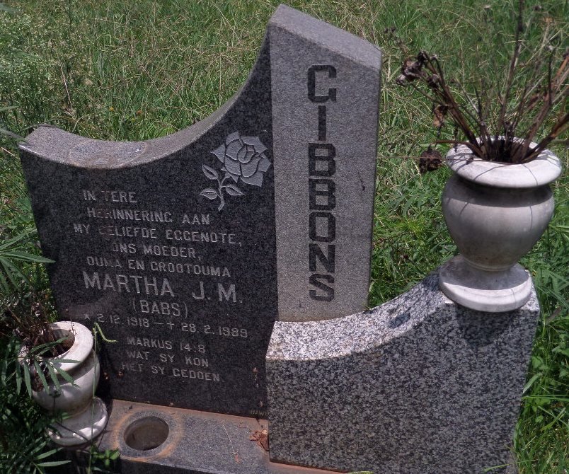 GIBBONS Martha J.M. 1918-1989
